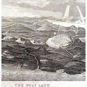 The Holy Land Scenery Woodcut Print 1872 Victorian Religious Art DWAA6